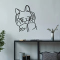 Human & Cat Bond Line Art Metal Wall Art