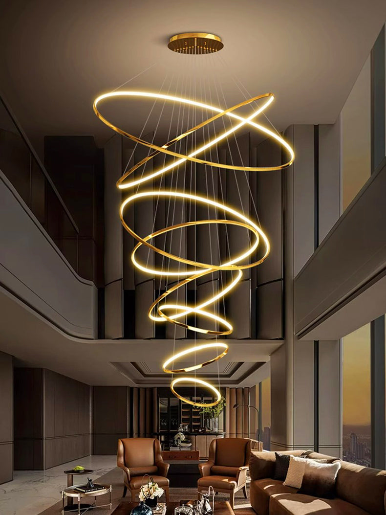 Nordic Multi-Ring Spiral LED Chandelier