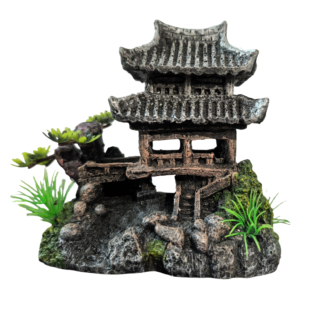 Ancient Asian Temple Aquarium Ornament