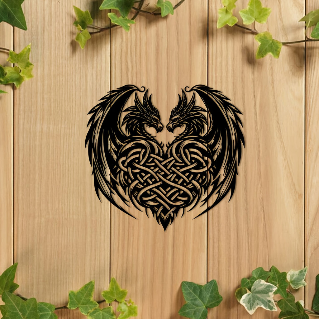Nordic Dragon Heart Metal Wall Art