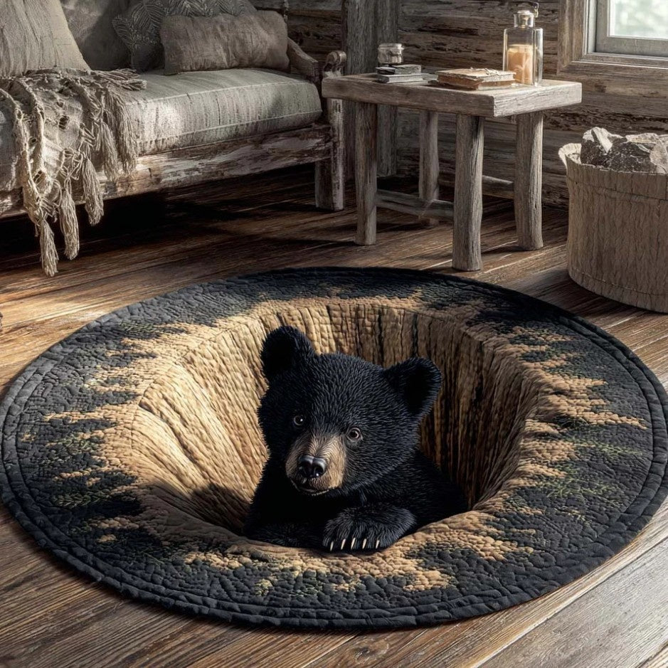 Cute Bear Cub 3D Optical Effect Rug