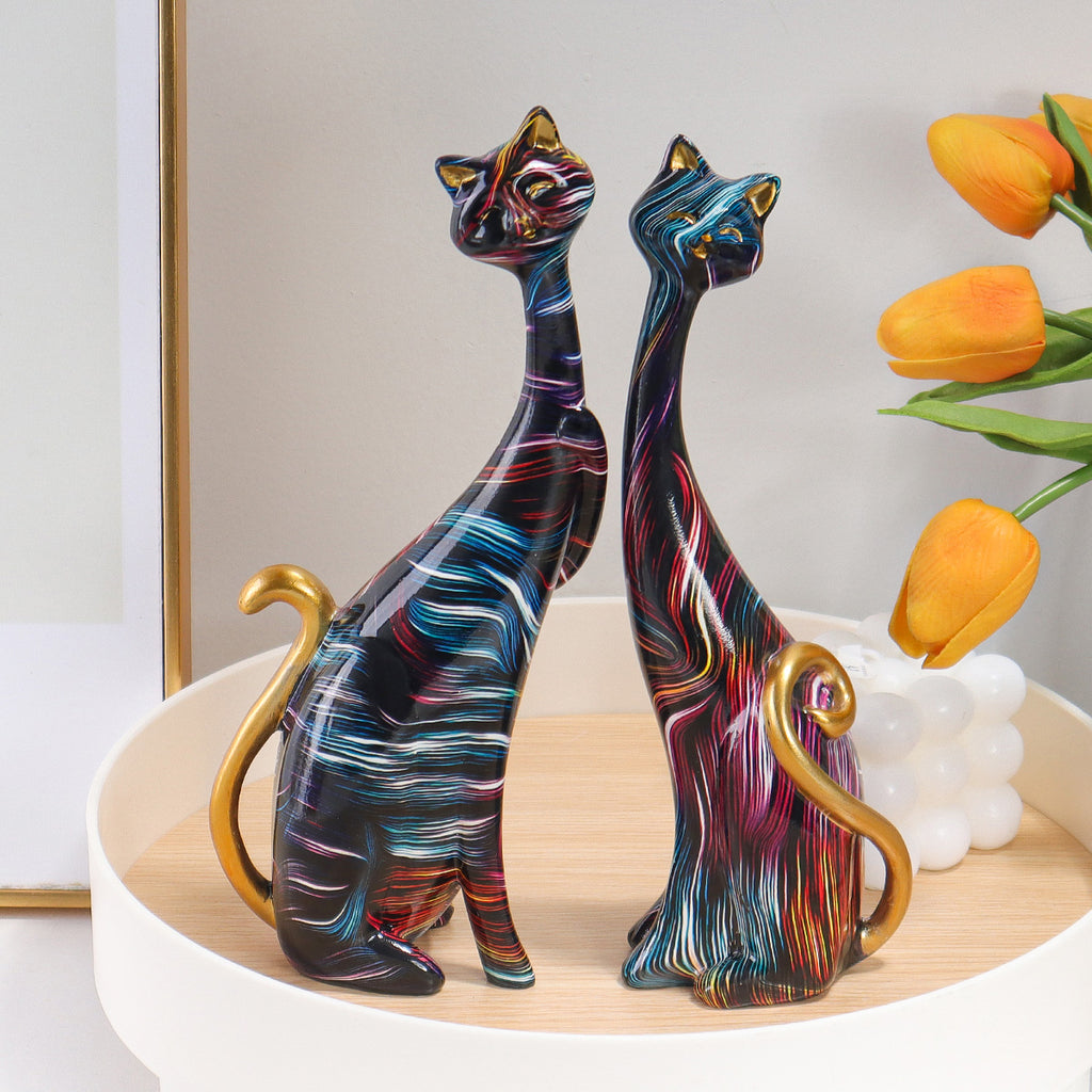 Modern Elegant Cat Statues Set