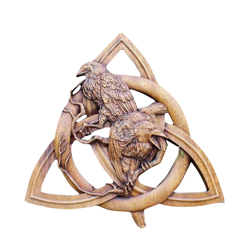 Nordic Raven Trinity Ancient Viking Wall Sculpture