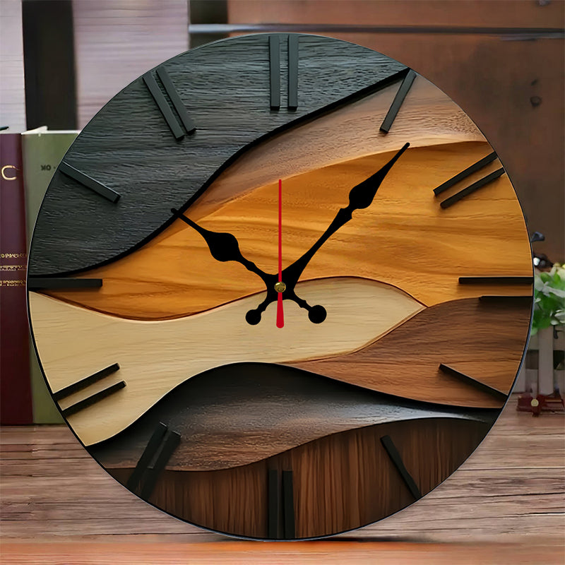 Abstract Wood Grain Wall Clock