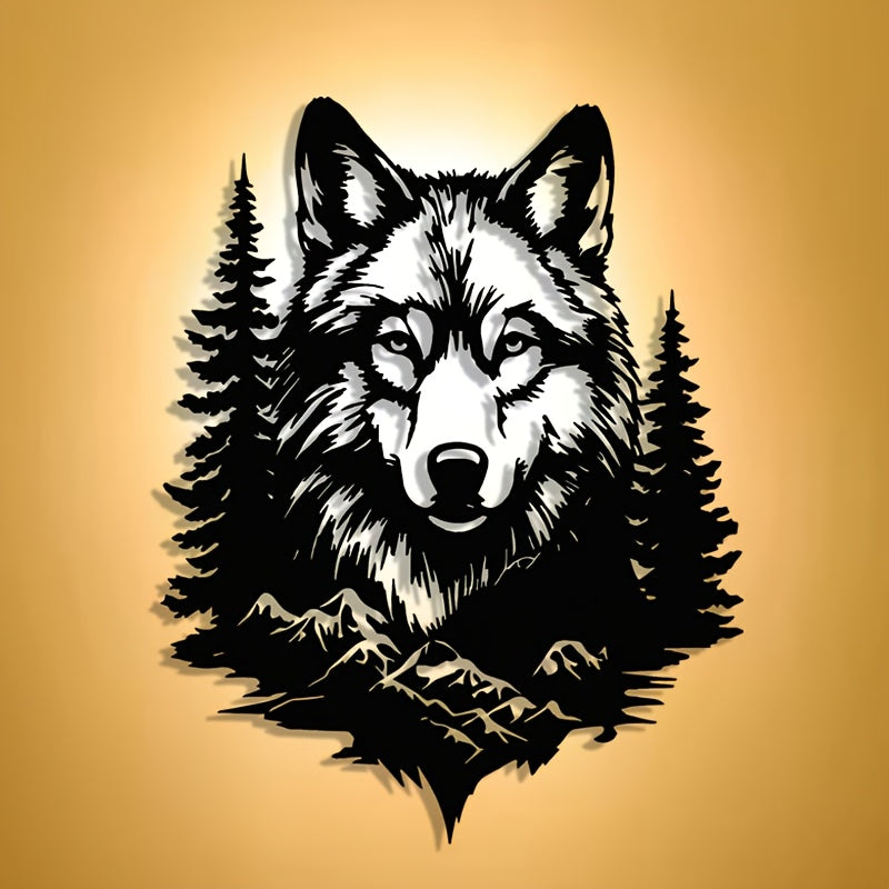 Wolf Mountain Forest Metal Wall Art