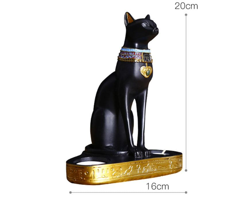 Antique Bastet Candle Holder Statue