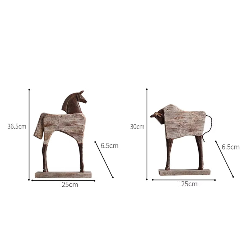 Antique Prehistoric Bull & Horse