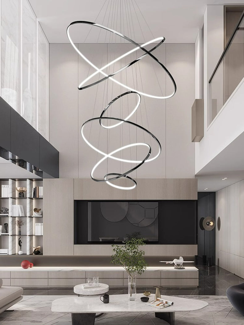 Nordic Six-Ring Spiral LED Chandelier