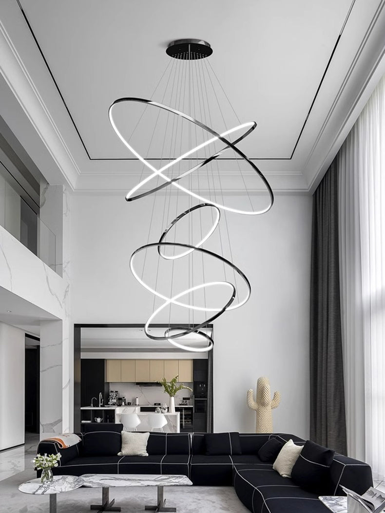 Nordic Six-Ring Spiral LED Chandelier