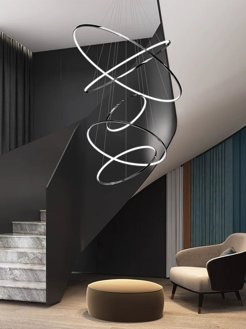 Nordic Five-Ring Spiral LED Chandelier