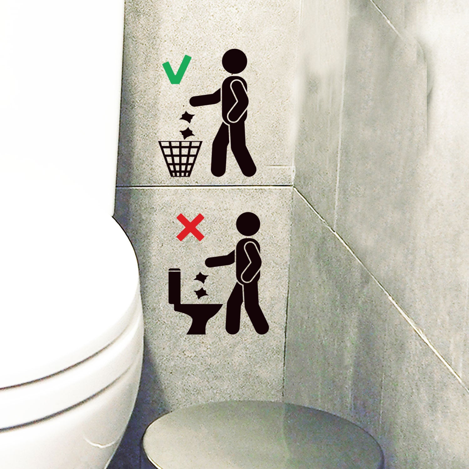 Colour-Coded Waste Instruction Toilet Sticker