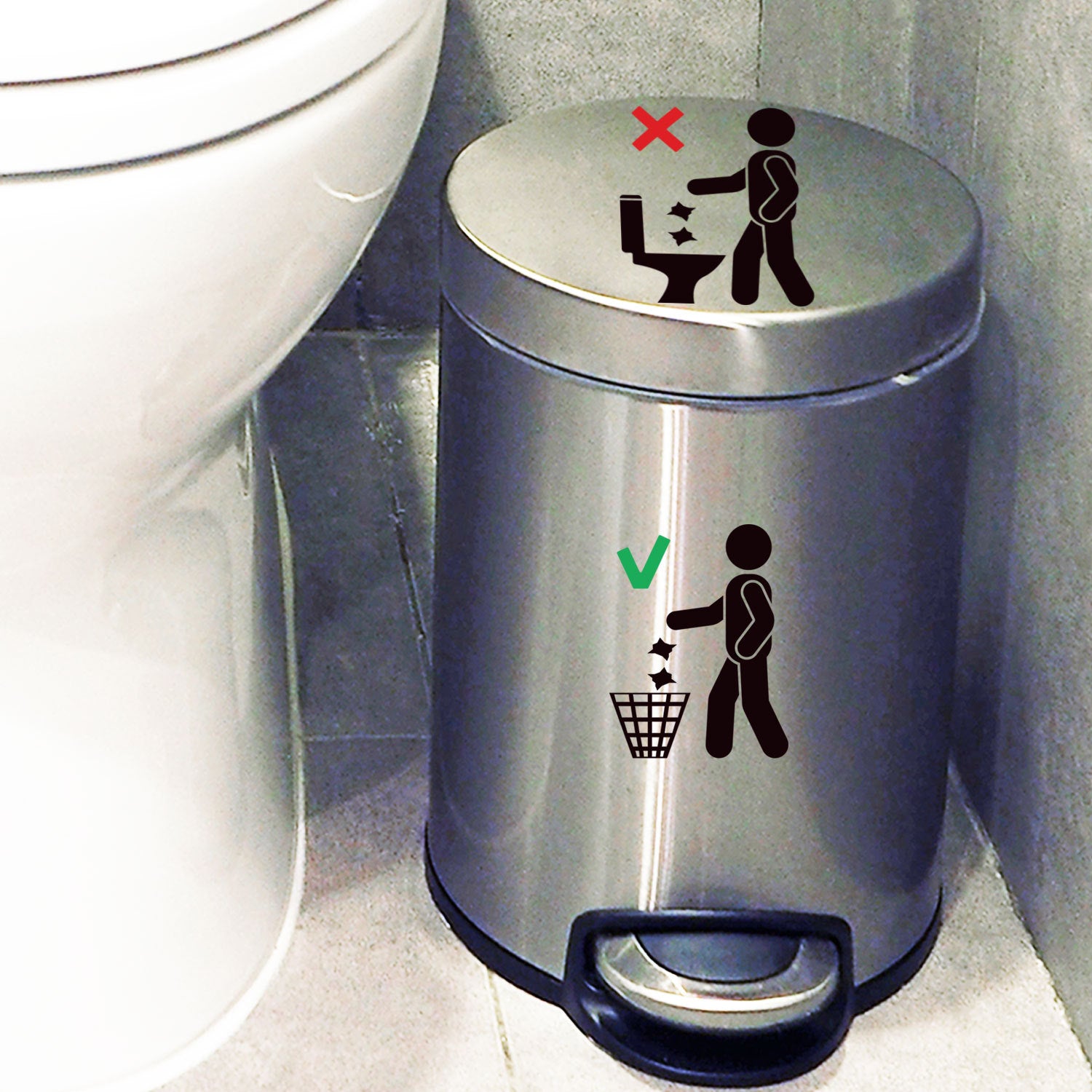 Colour-Coded Waste Instruction Toilet Sticker