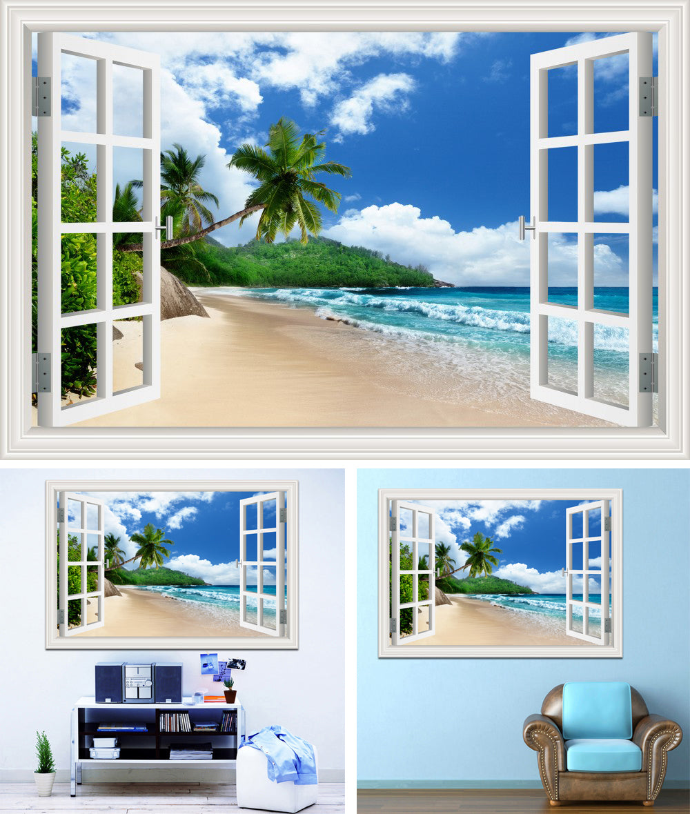 Crescent Cove Beach 3D Window Effect Wall Sticker