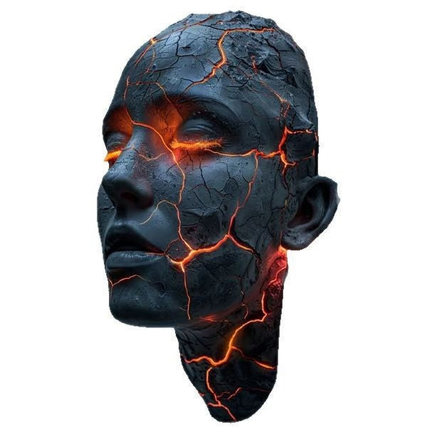 Volcanic Lava Face Sculpture