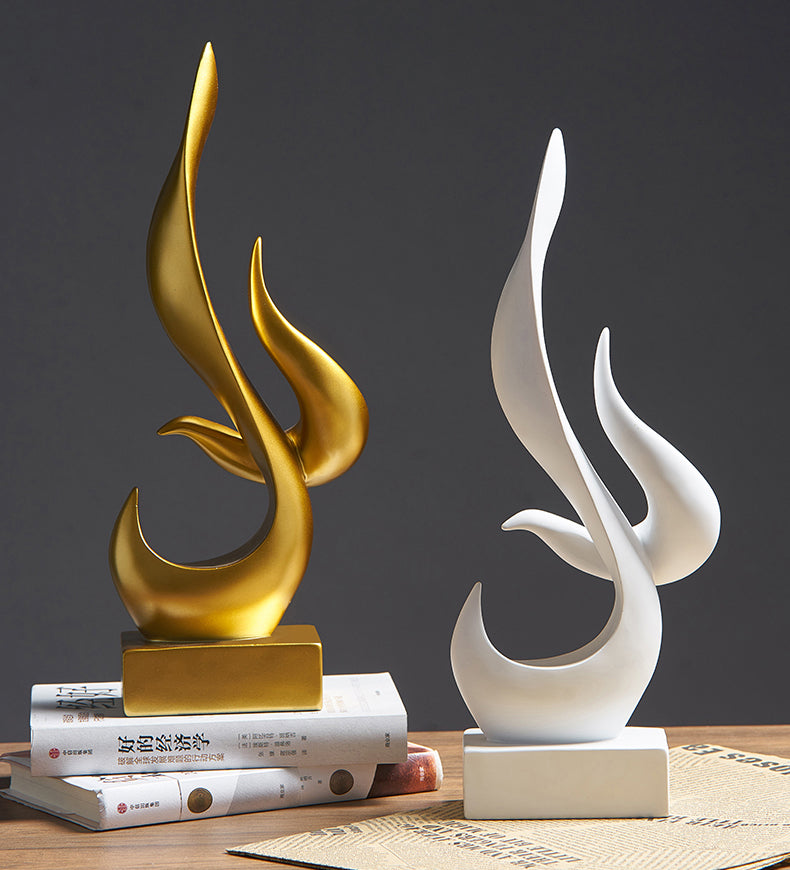 Modern Golden Flame Sculpture
