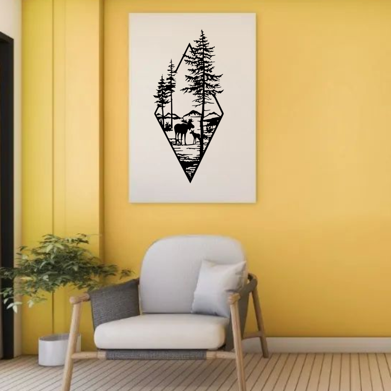 Geometric Forest Elk Wall Art