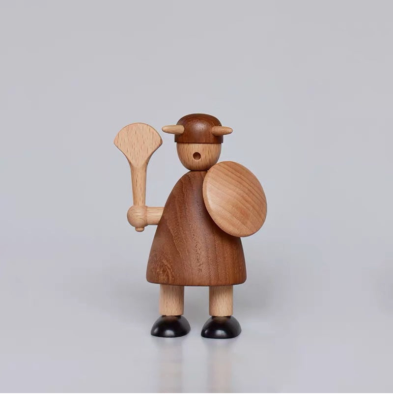 Cute Nordic Wooden Viking Figurines