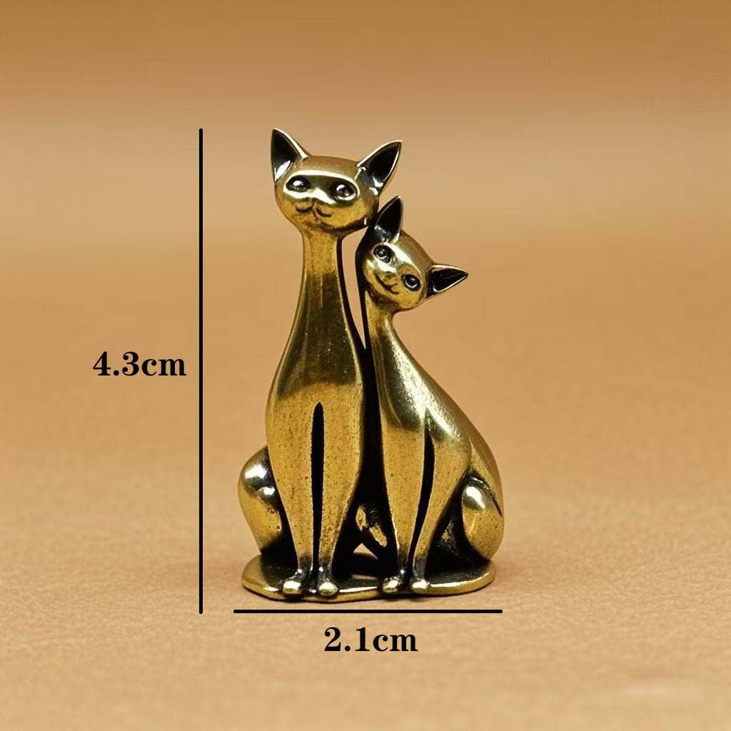 Golden Cat Couple Sculpture