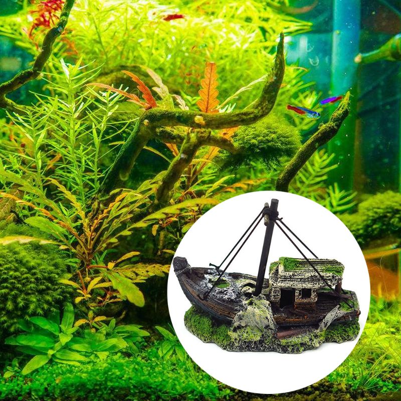 Sunken Shipwreck Cabin Aquarium Ornament