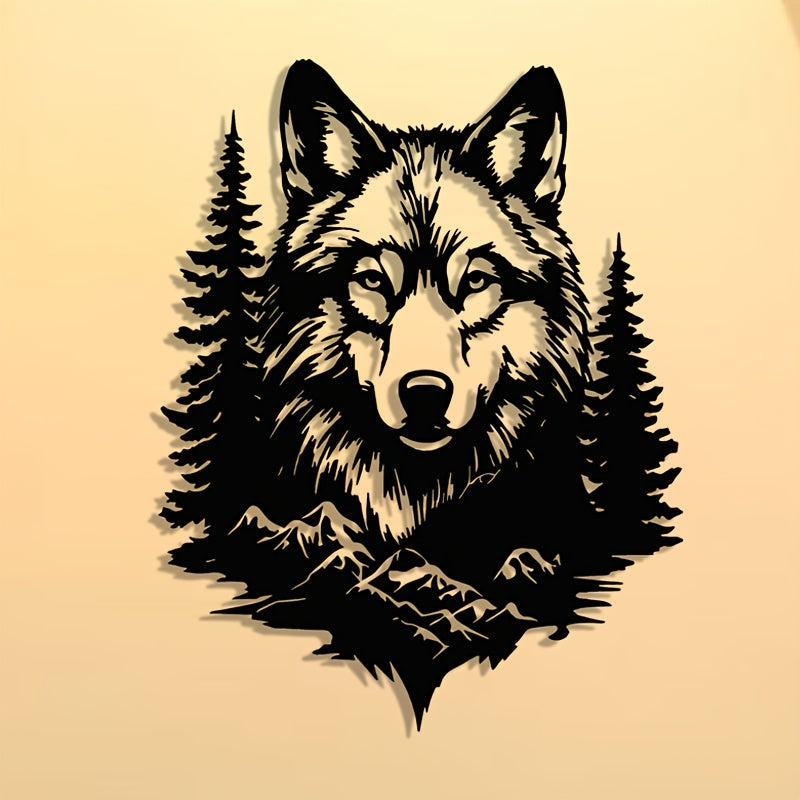 Wolf Mountain Forest Metal Wall Art