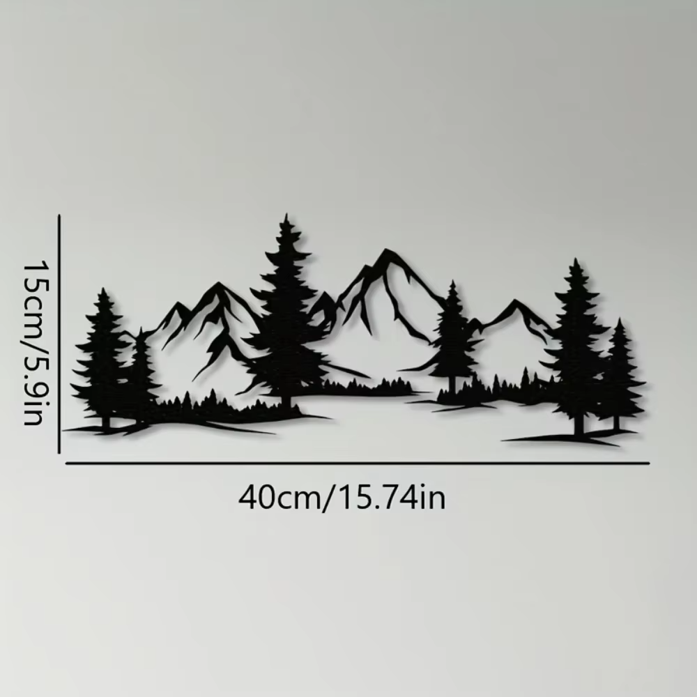 Winter Mountainside Forest Metal Wall Art