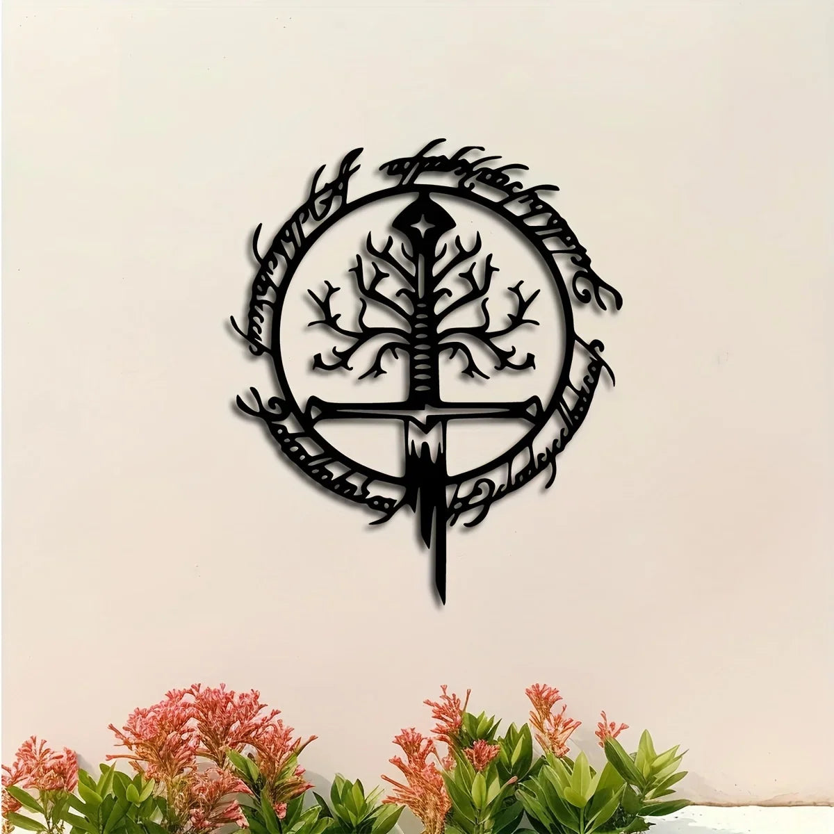 Elven Rune Tree of Life Sword Metal Wall Art