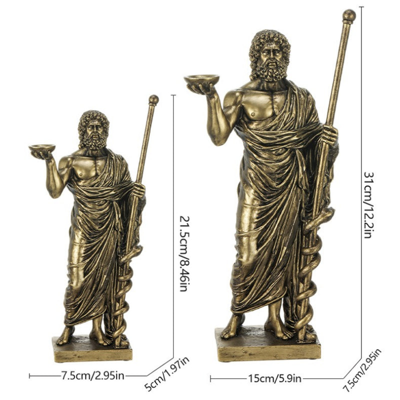 Antique Rod Of Asclepius Statue