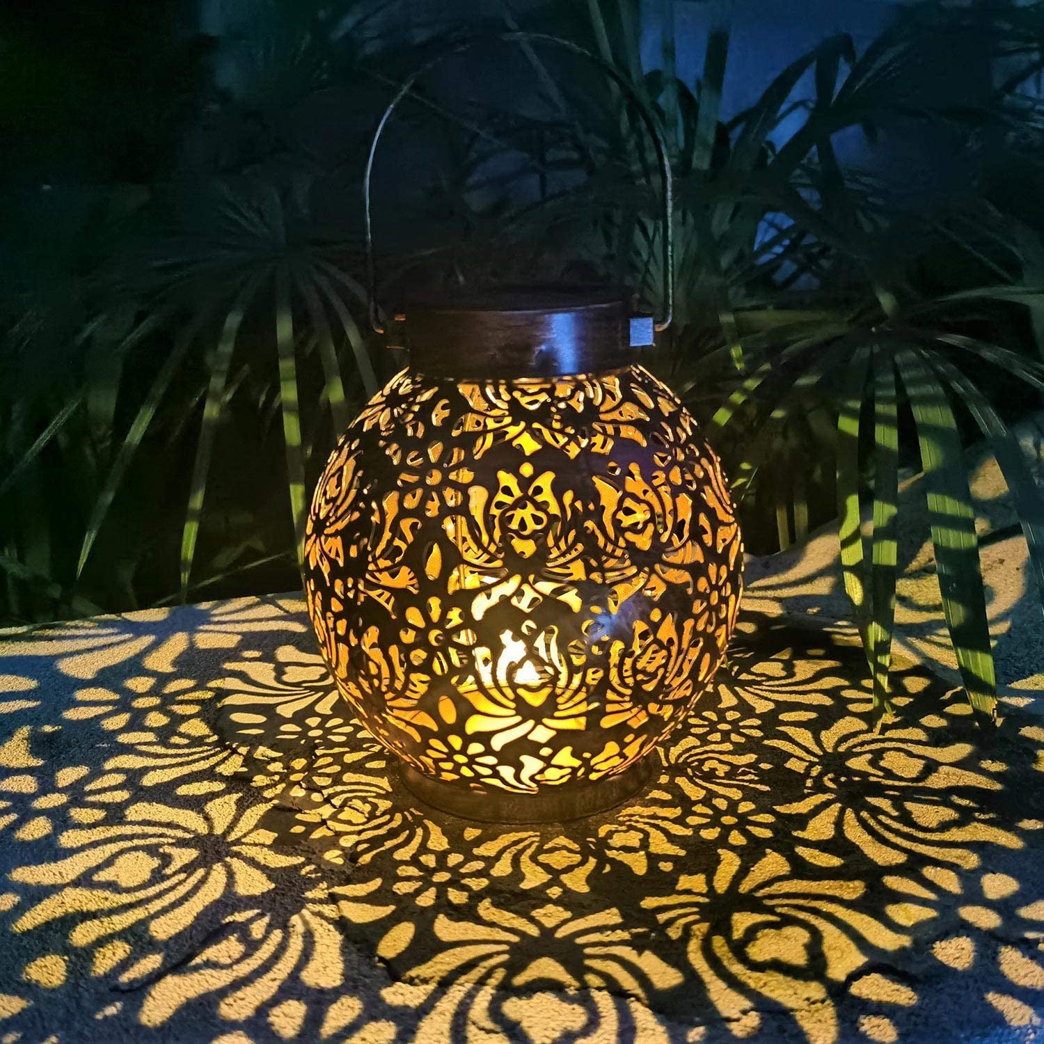 Moroccan Solar Filigree Metal Lantern
