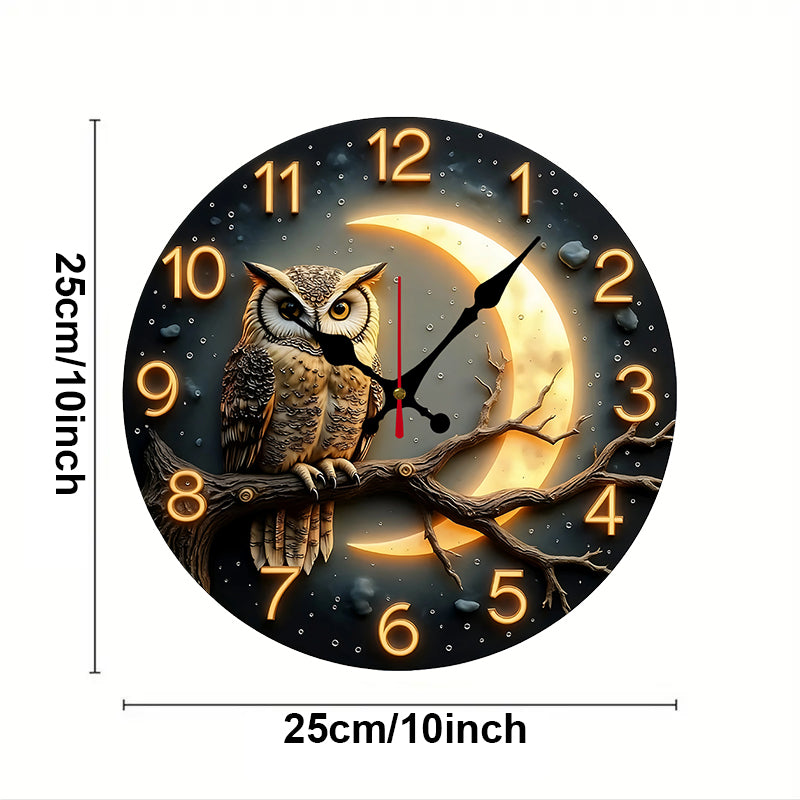 Moonlit Owl Illuminated Wall Clock