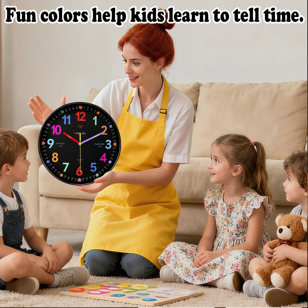 12-Inch Children's Multicolour Educational Wall Clock