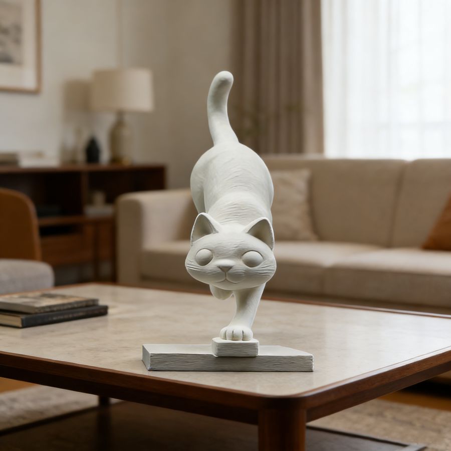 Nordic Geometric Climbing Cat Sculpture