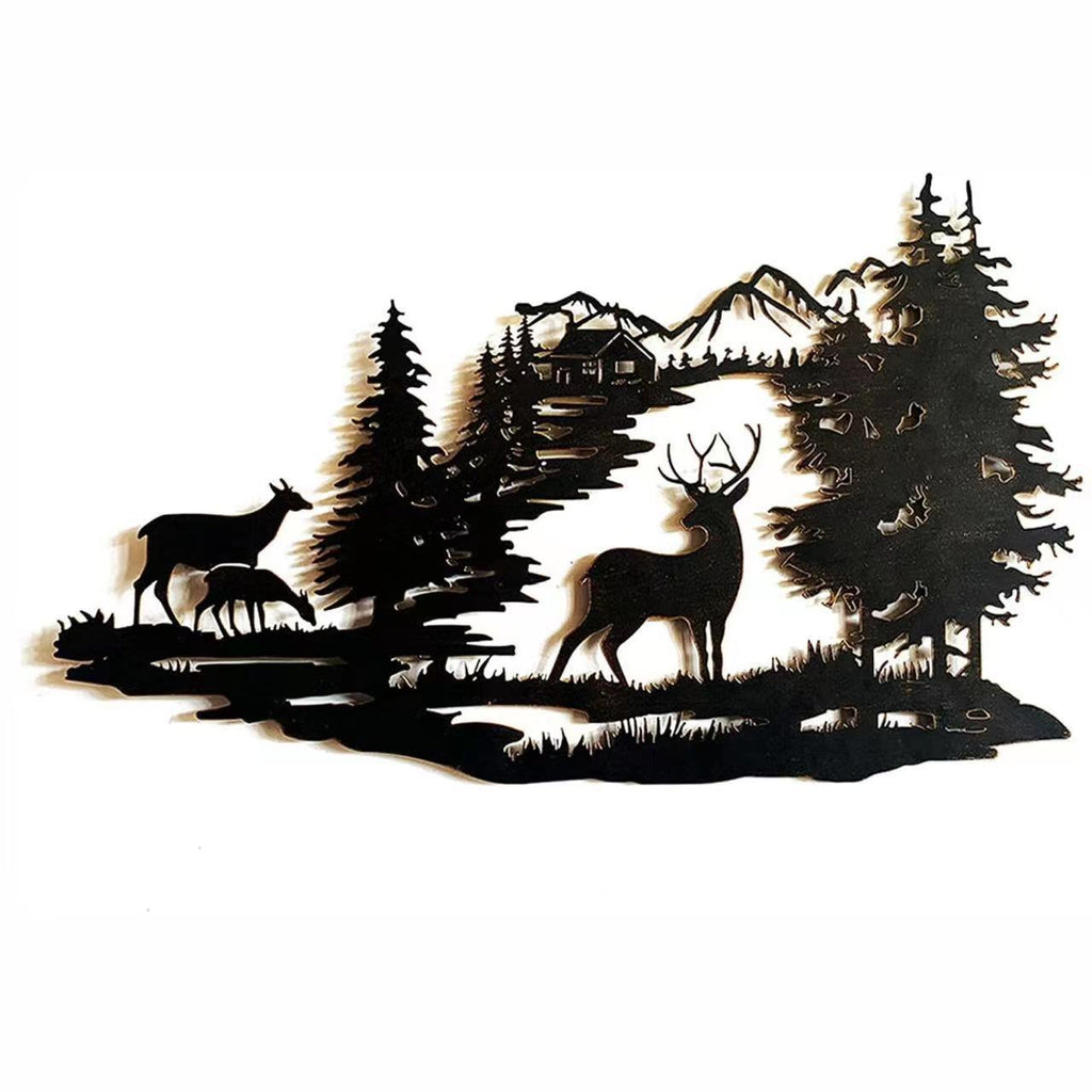 Deer Family Forest Metal Wall Art