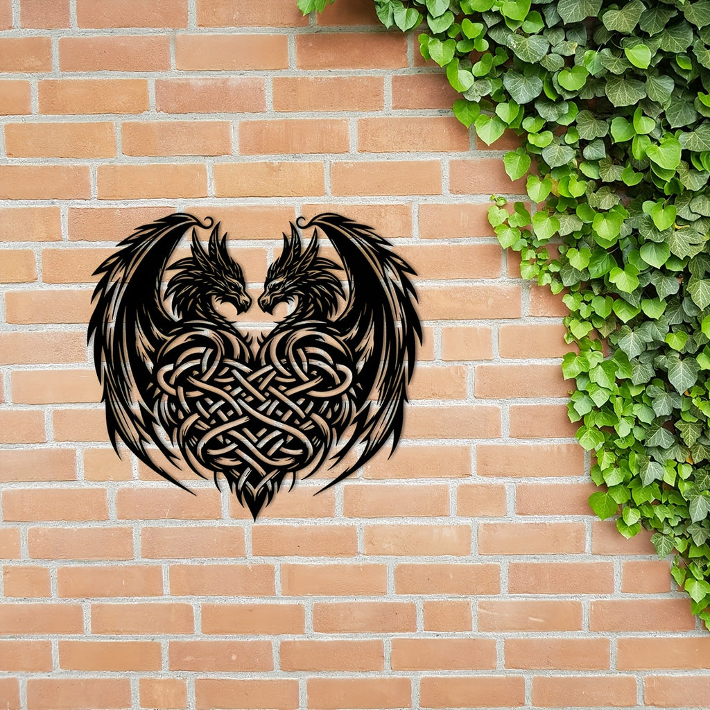 Nordic Dragon Heart Metal Wall Art