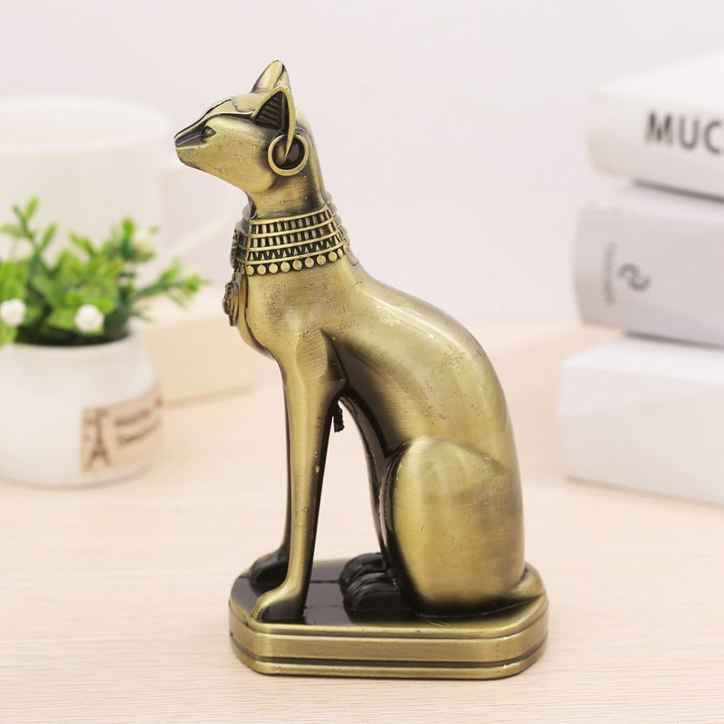 Antique Bastet Metal Statue