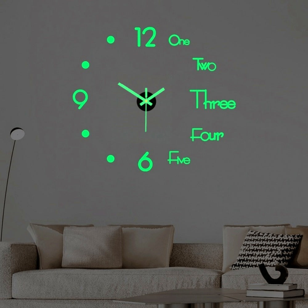 Frameless Bilingual Glow-in-the-Dark DIY Wall Clock