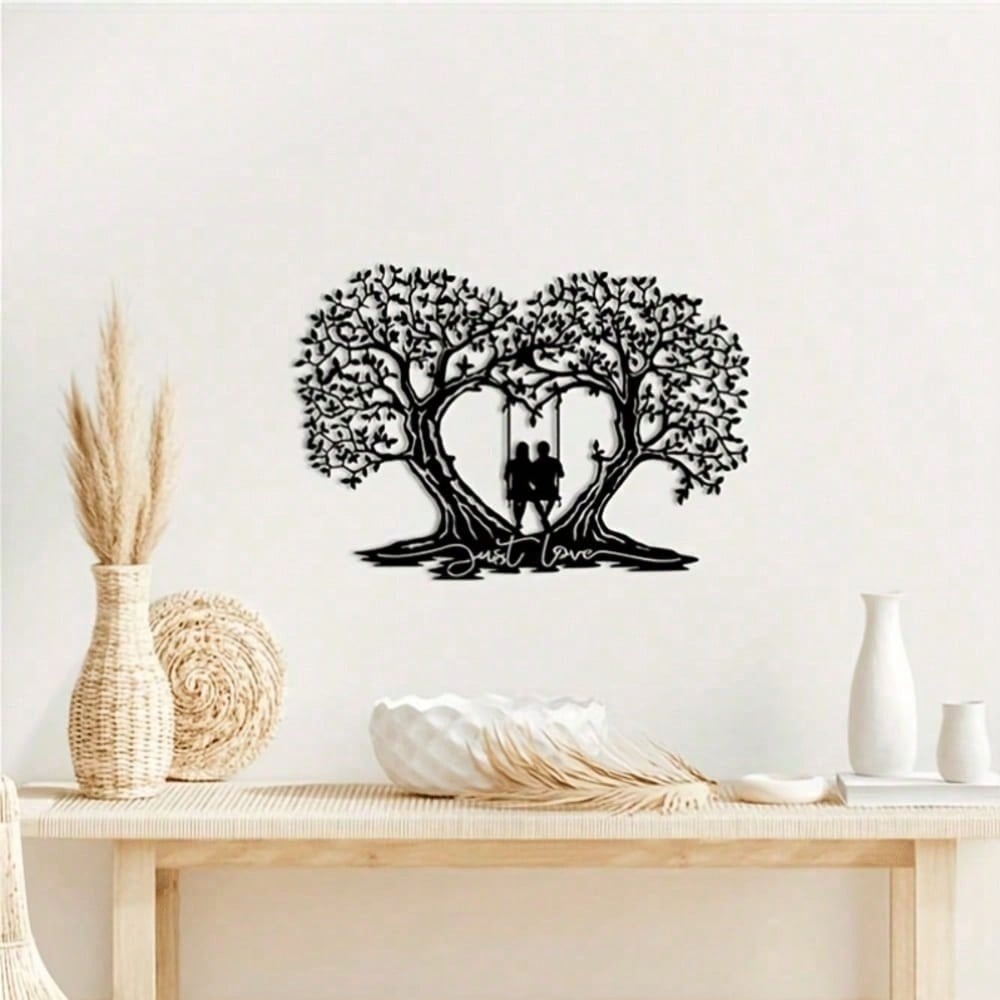 Lovers Tree Swing Metal Wall Art