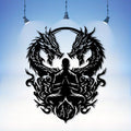 Meditating Dragon Metal Wall Art