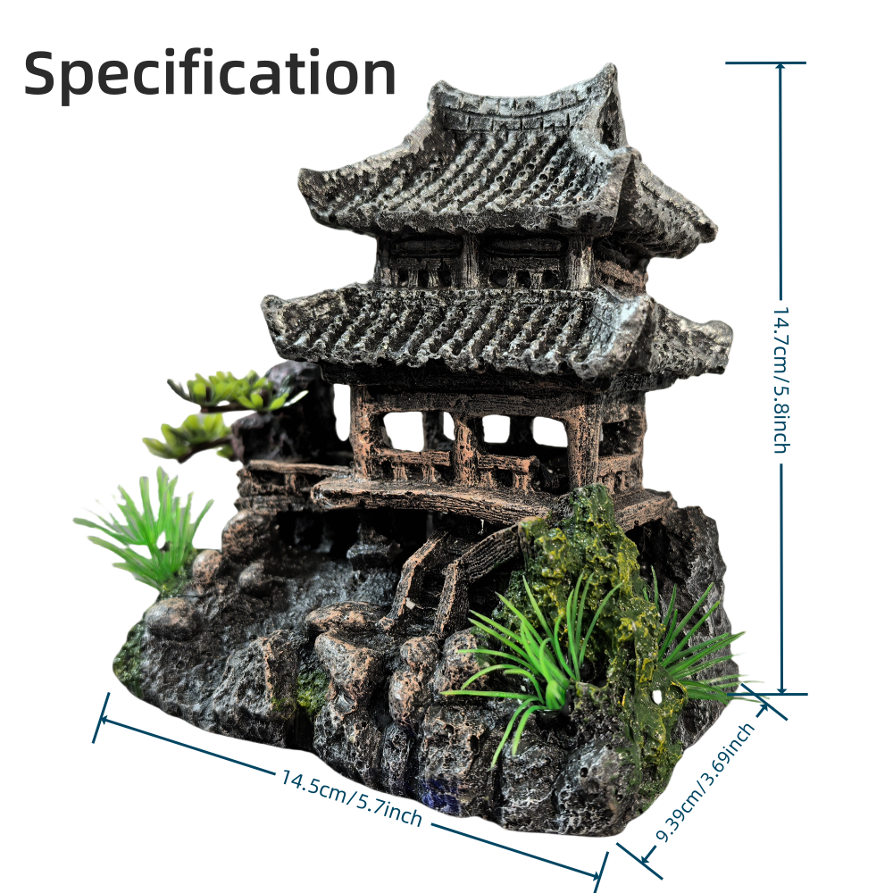 Ancient Asian Temple Aquarium Ornament