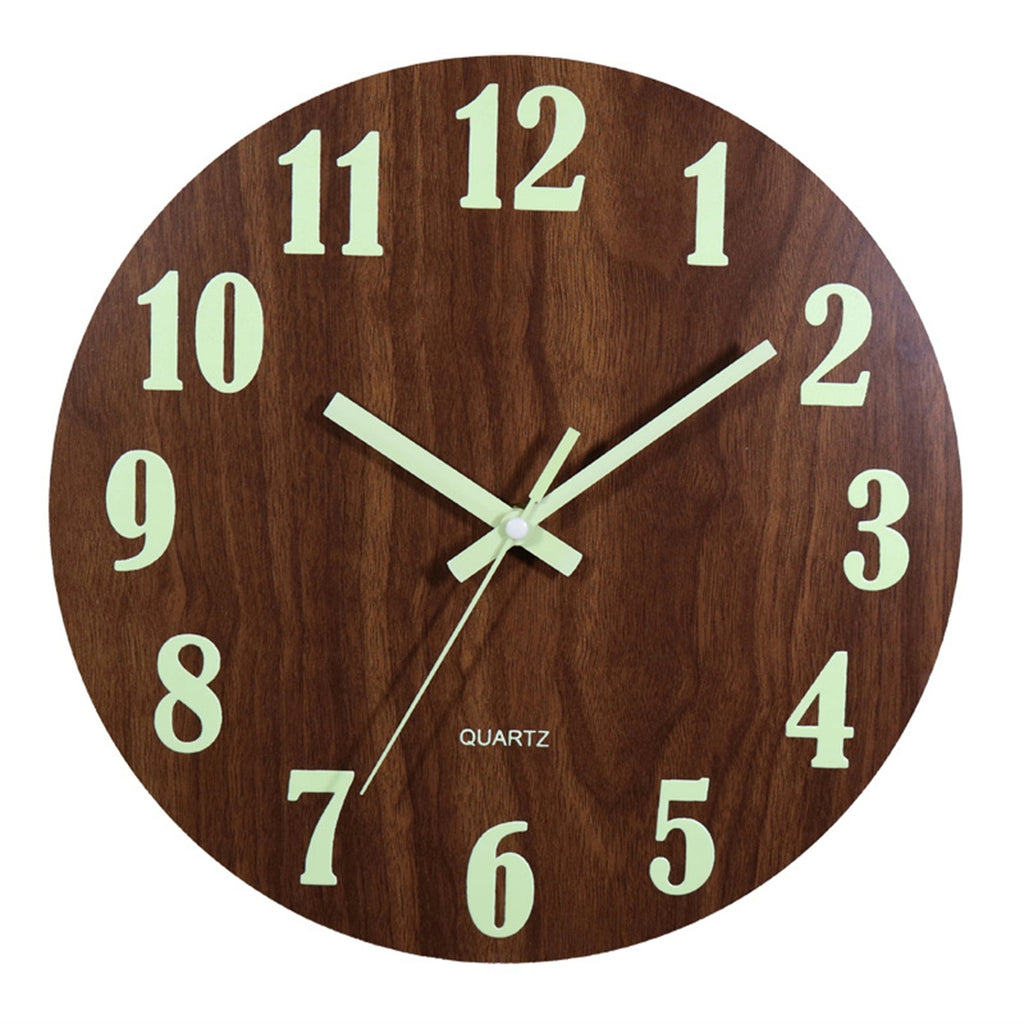 12-Inch Luminous Wooden Wall Clock
