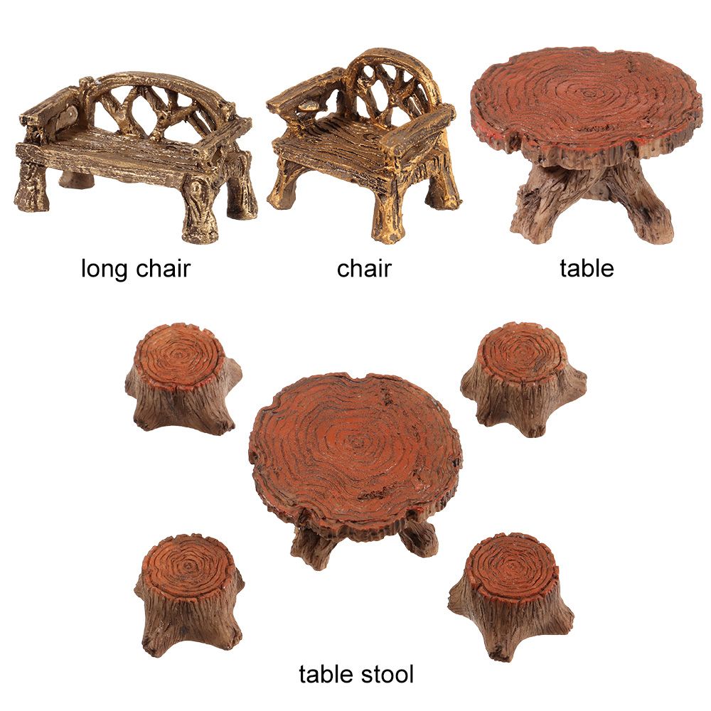 Mini Tree Stump Table & Chairs Garden Decoration Set