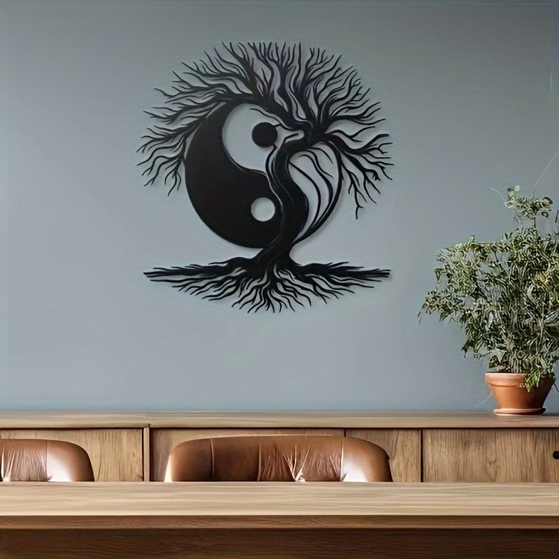 Tree of Life Yin Yang Metal Wall Art