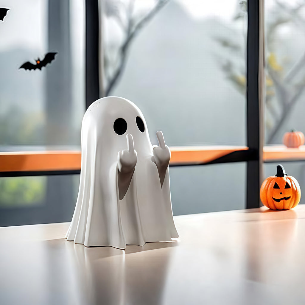Cute Middle Finger Ghost Statue