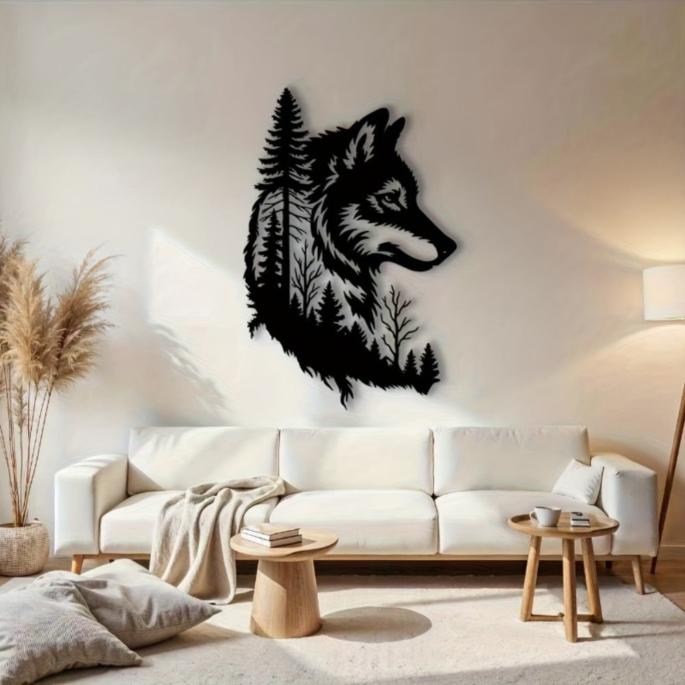 Protective Mother Wolf Metal Wall Art