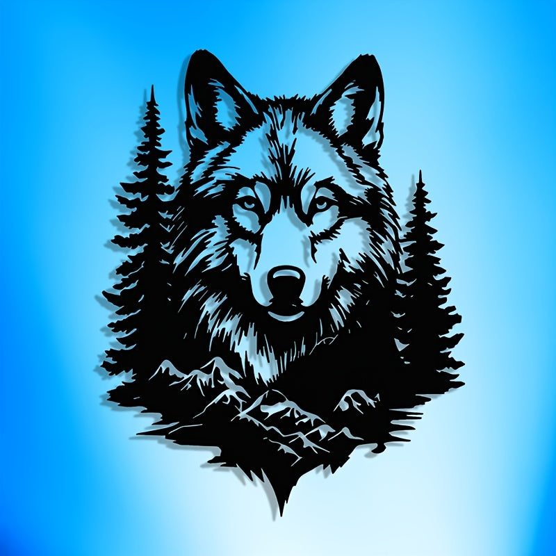 Wolf Mountain Forest Metal Wall Art