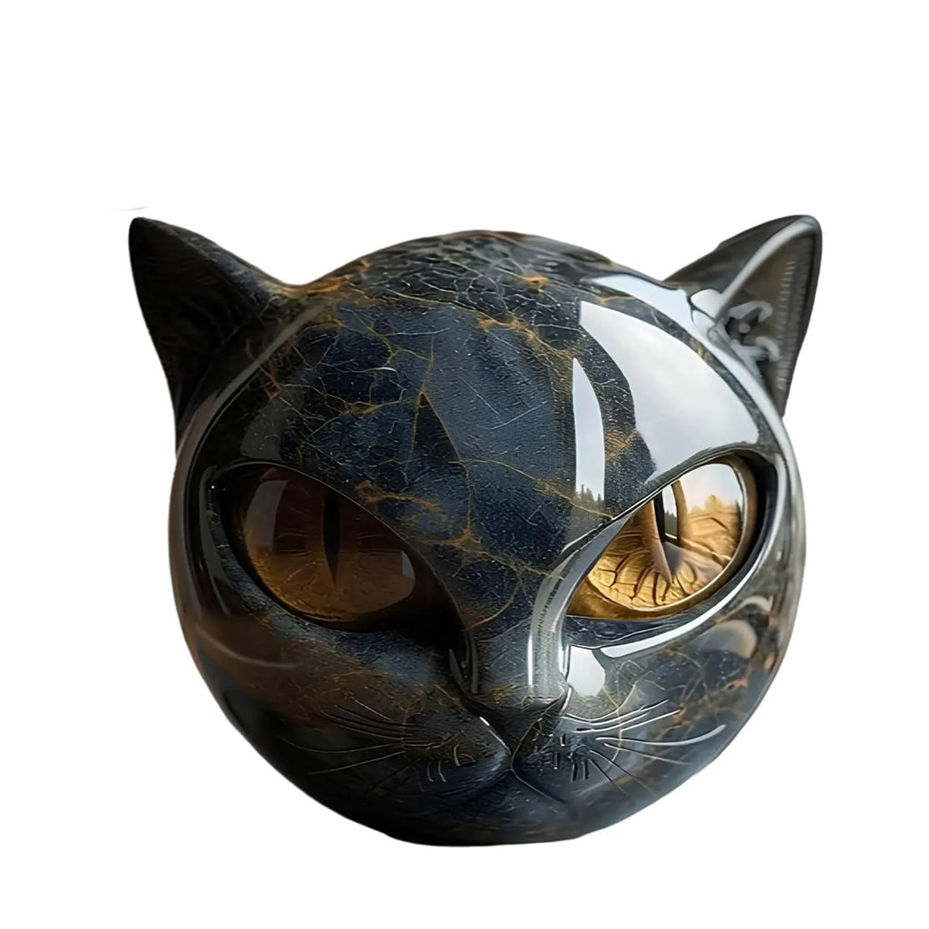 Modern Marble Cat Head Sculpture