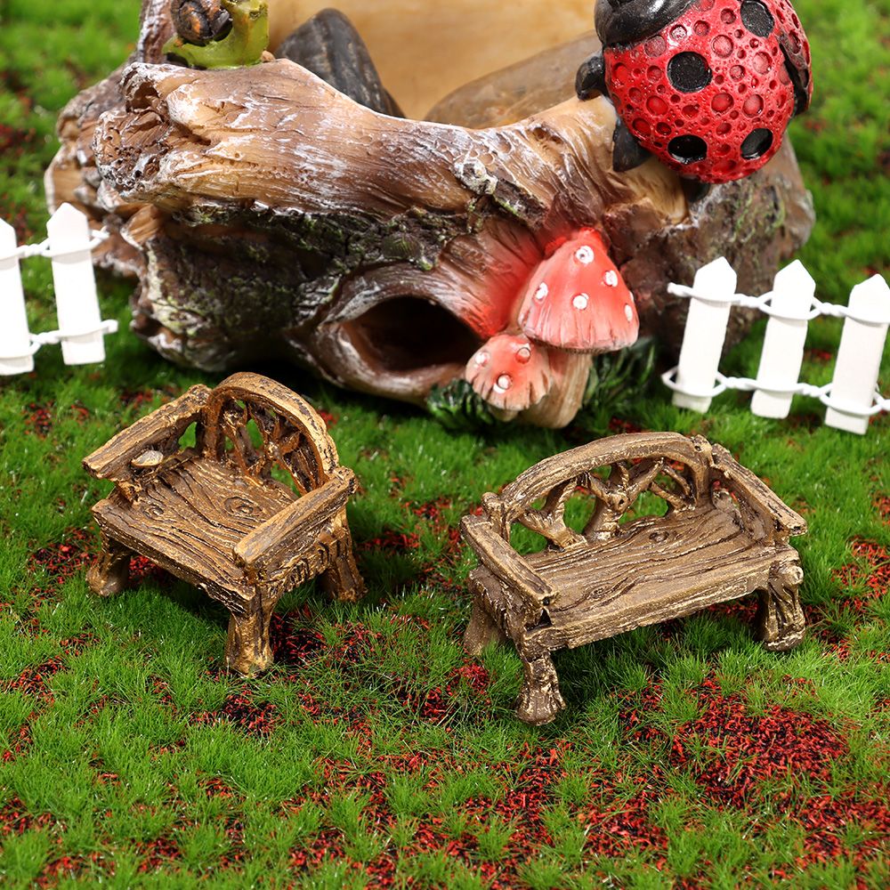 Mini Tree Stump Table & Chairs Garden Decoration Set
