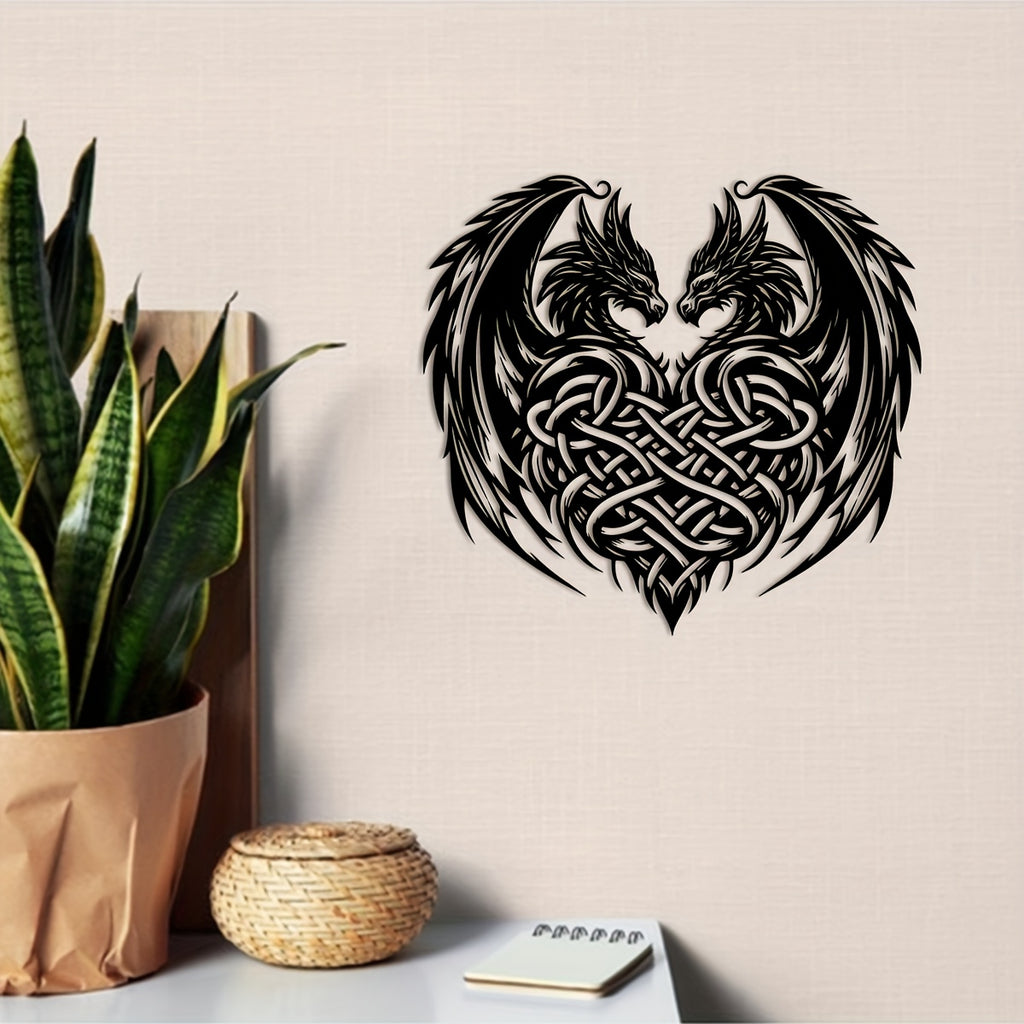 Nordic Dragon Heart Metal Wall Art