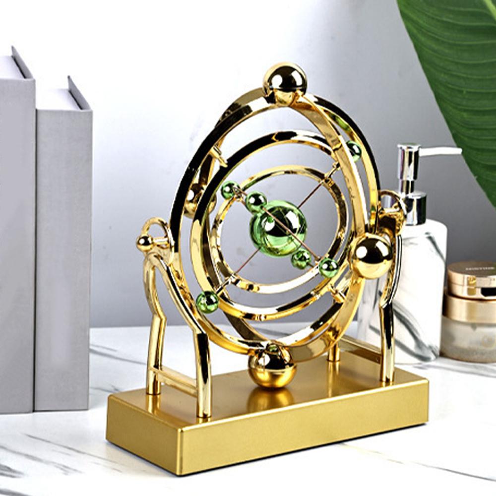 Golden Gyroscopic Orbit Sculpture Decoration