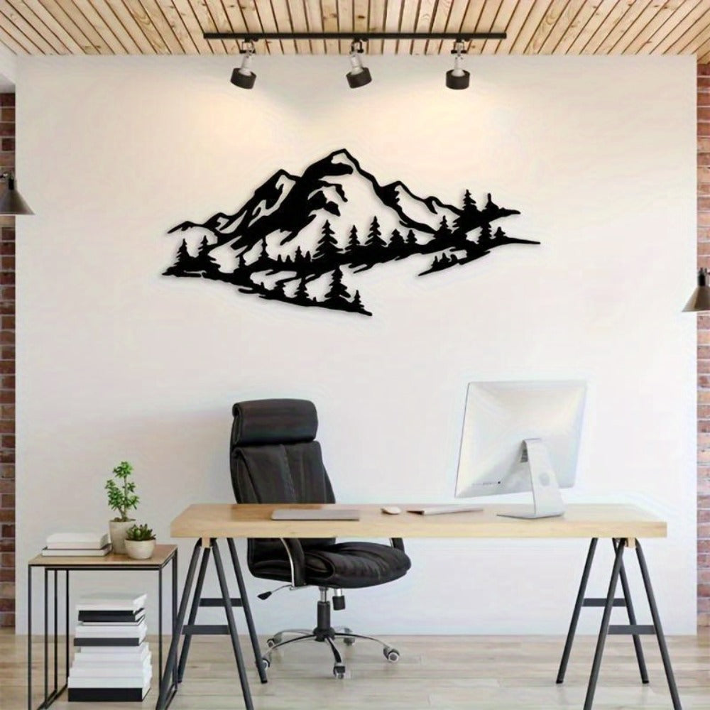 Ski Mountain Landscape Metal Wall Art