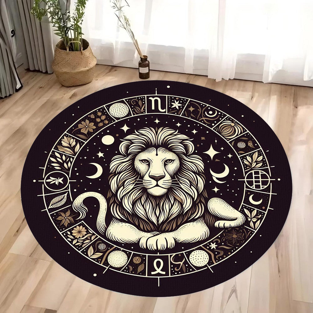 Leo Zodiac Lion Round Rug